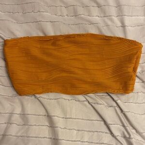 Mustard Ribbed Bandeau Top
